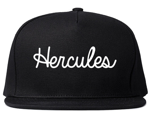 Hercules California CA Script Mens Snapback Hat Black