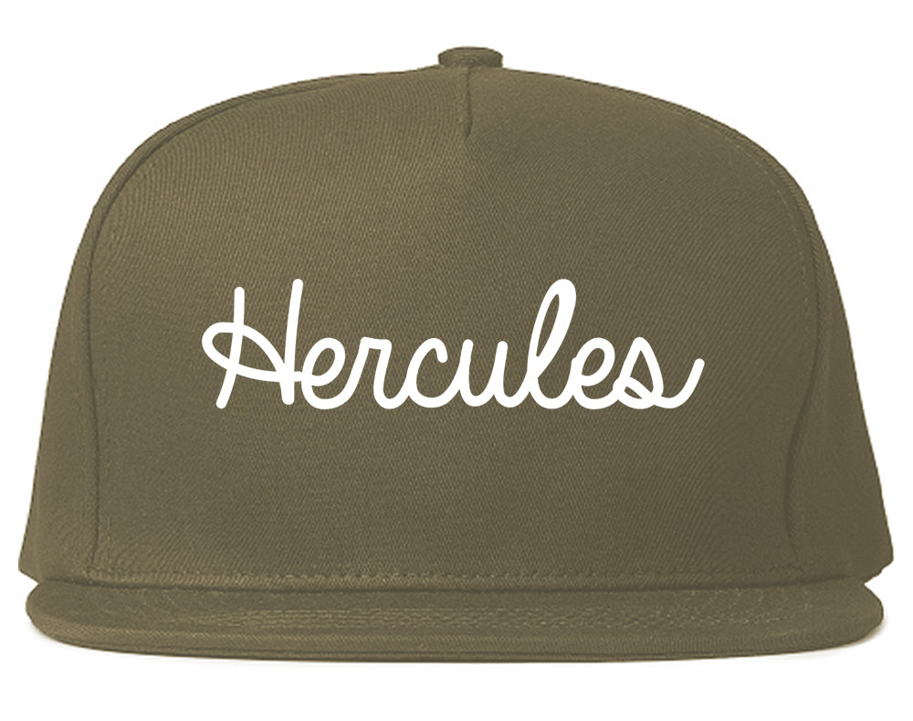 Hercules California CA Script Mens Snapback Hat Grey