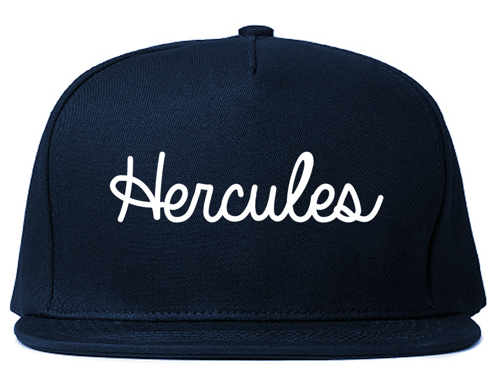 Hercules California CA Script Mens Snapback Hat Navy Blue