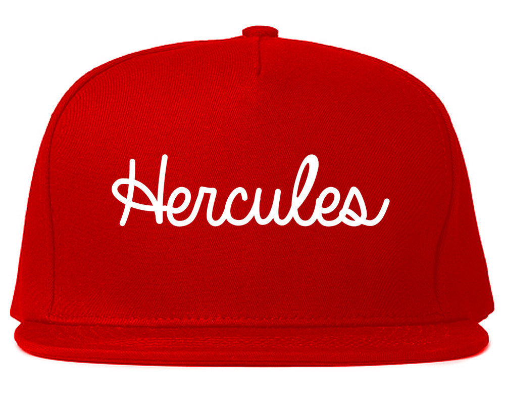 Hercules California CA Script Mens Snapback Hat Red
