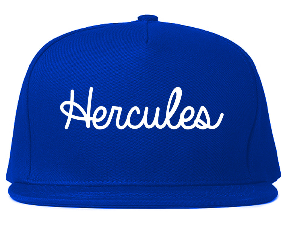Hercules California CA Script Mens Snapback Hat Royal Blue