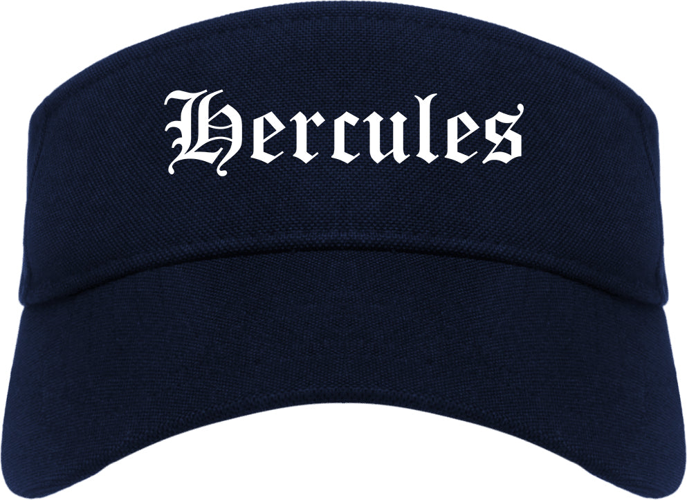 Hercules California CA Old English Mens Visor Cap Hat Navy Blue