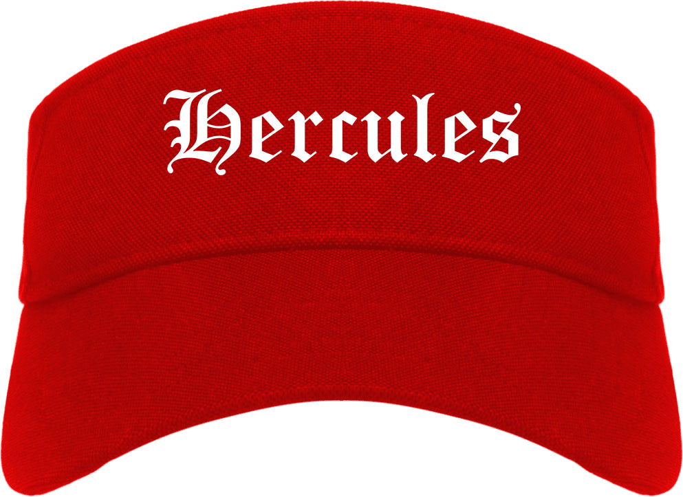 Hercules California CA Old English Mens Visor Cap Hat Red