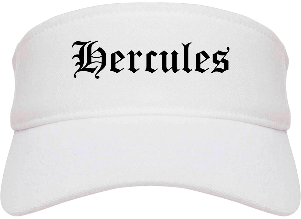 Hercules California CA Old English Mens Visor Cap Hat White