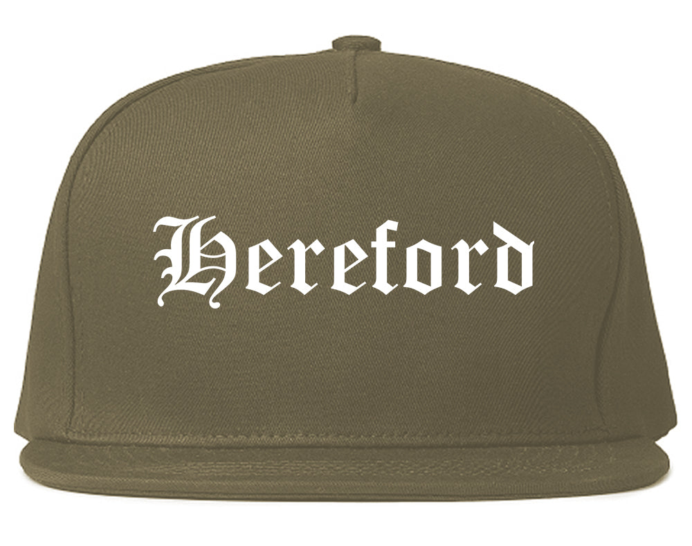 Hereford Texas TX Old English Mens Snapback Hat Grey