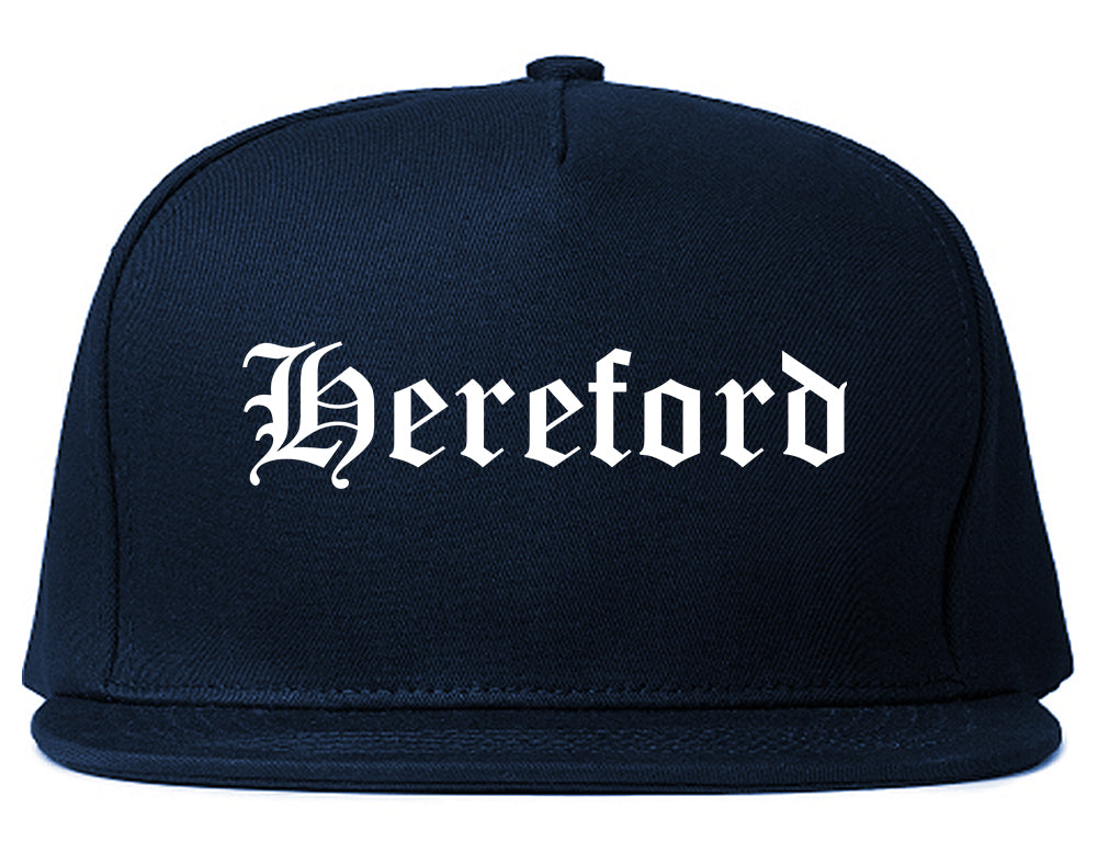 Hereford Texas TX Old English Mens Snapback Hat Navy Blue