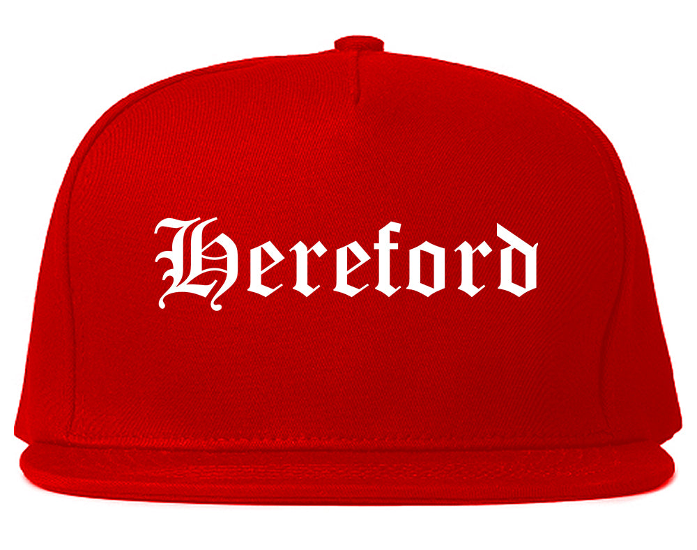 Hereford Texas TX Old English Mens Snapback Hat Red