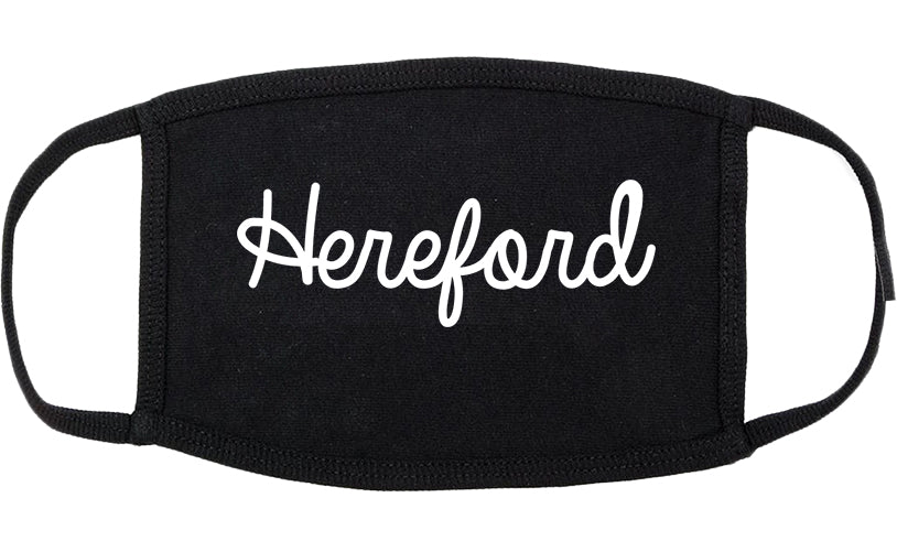 Hereford Texas TX Script Cotton Face Mask Black