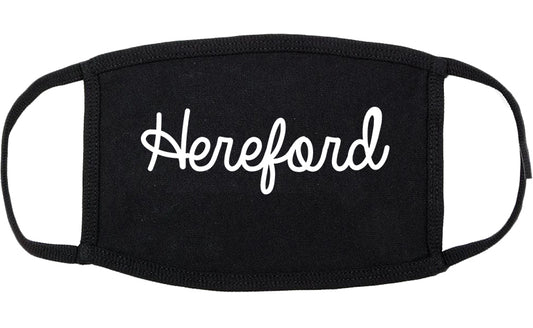 Hereford Texas TX Script Cotton Face Mask Black