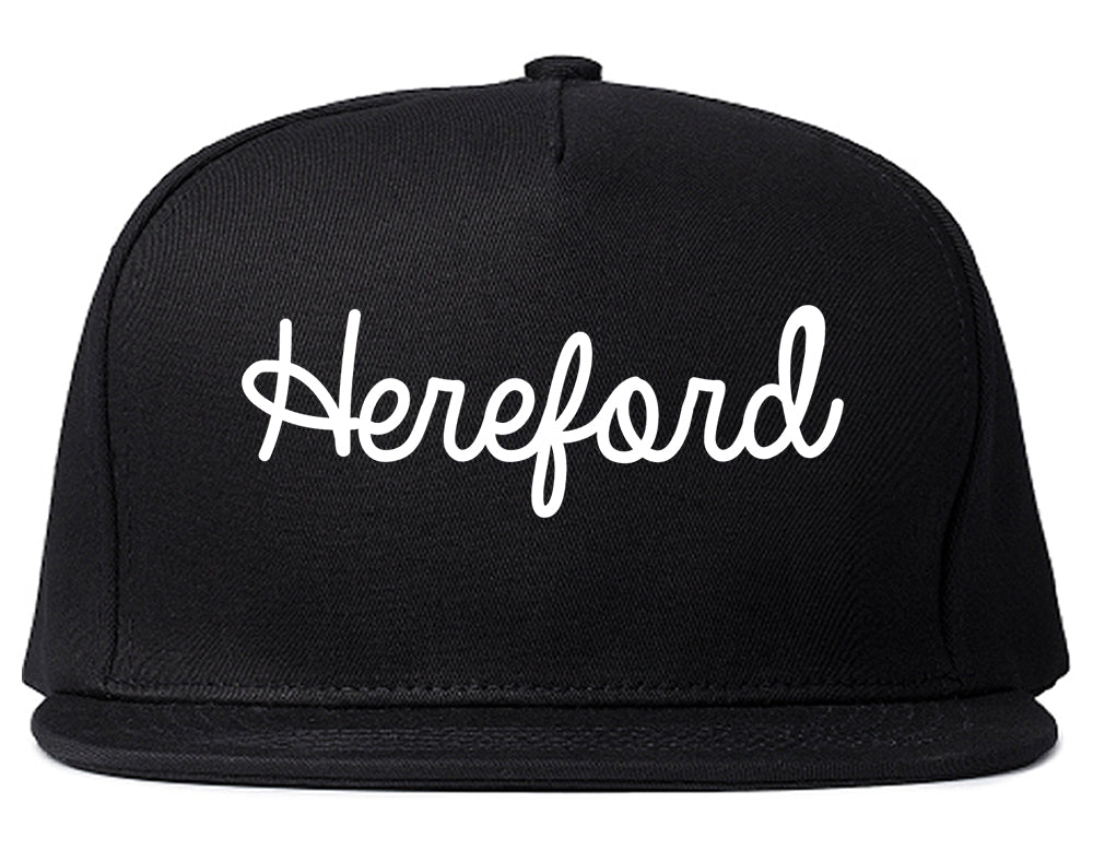 Hereford Texas TX Script Mens Snapback Hat Black