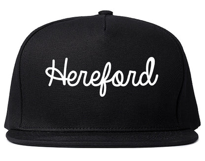 Hereford Texas TX Script Mens Snapback Hat Black