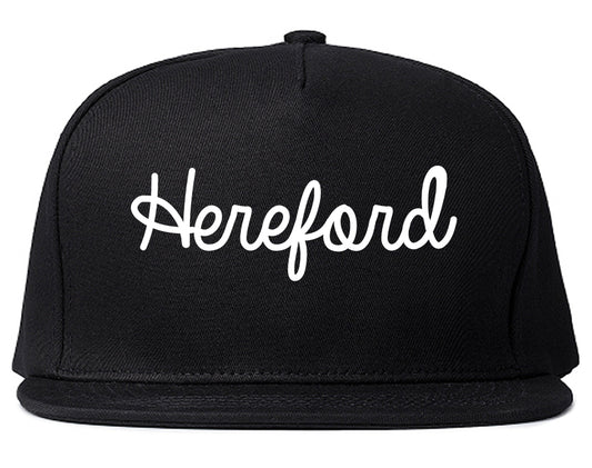 Hereford Texas TX Script Mens Snapback Hat Black
