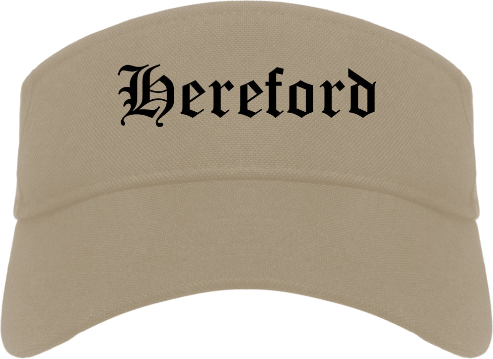 Hereford Texas TX Old English Mens Visor Cap Hat Khaki