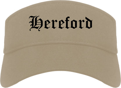 Hereford Texas TX Old English Mens Visor Cap Hat Khaki