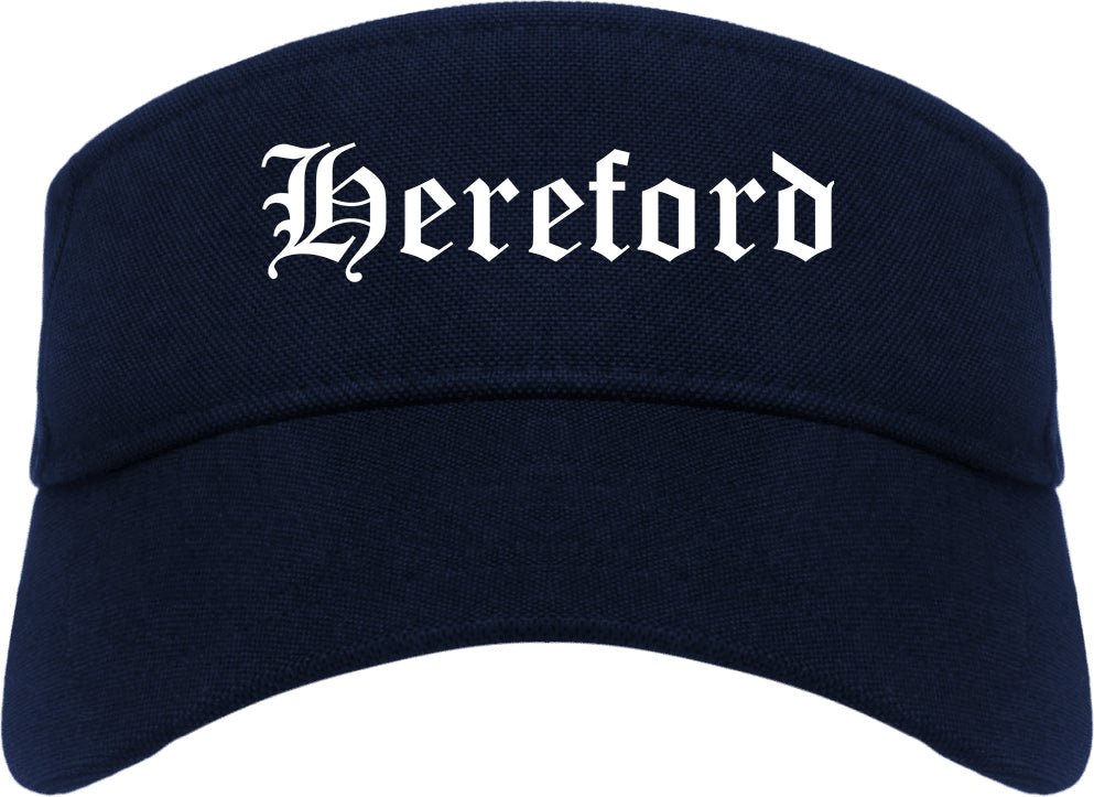 Hereford Texas TX Old English Mens Visor Cap Hat Navy Blue