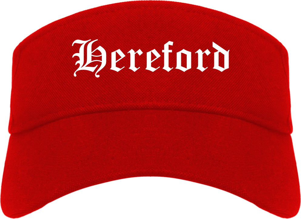 Hereford Texas TX Old English Mens Visor Cap Hat Red