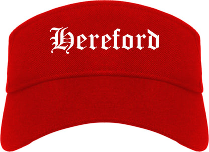 Hereford Texas TX Old English Mens Visor Cap Hat Red