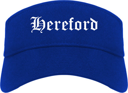 Hereford Texas TX Old English Mens Visor Cap Hat Royal Blue