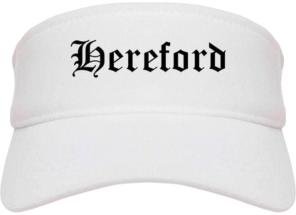 Hereford Texas TX Old English Mens Visor Cap Hat White