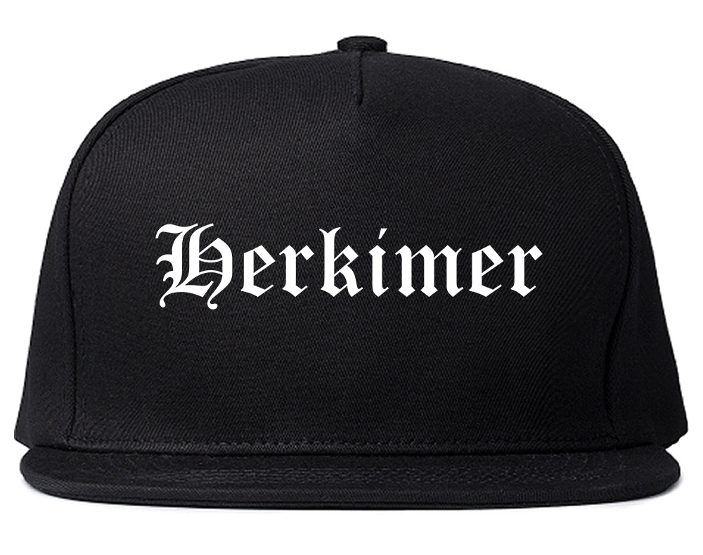 Herkimer New York NY Old English Mens Snapback Hat Black