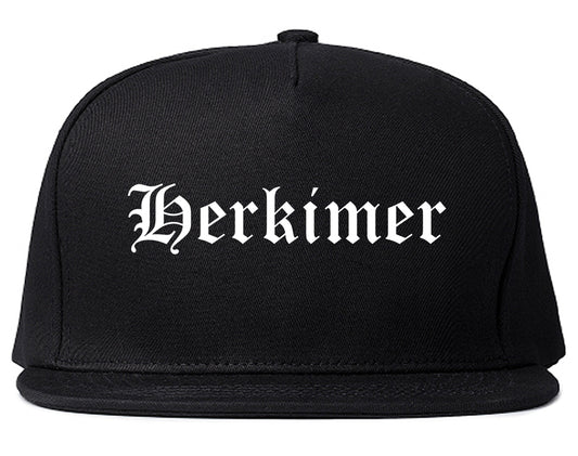 Herkimer New York NY Old English Mens Snapback Hat Black