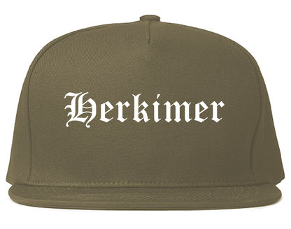 Herkimer New York NY Old English Mens Snapback Hat Grey