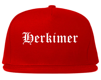 Herkimer New York NY Old English Mens Snapback Hat Red