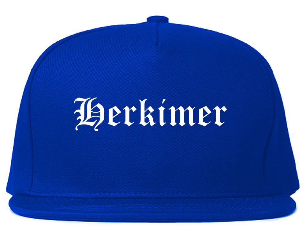 Herkimer New York NY Old English Mens Snapback Hat Royal Blue