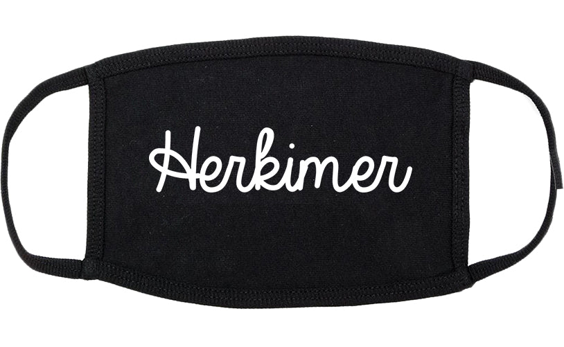 Herkimer New York NY Script Cotton Face Mask Black