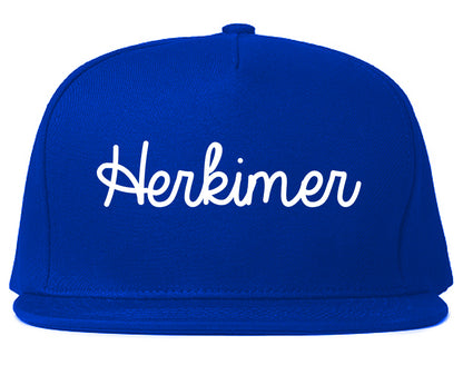 Herkimer New York NY Script Mens Snapback Hat Royal Blue