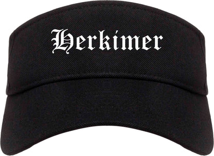 Herkimer New York NY Old English Mens Visor Cap Hat Black