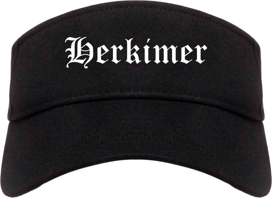 Herkimer New York NY Old English Mens Visor Cap Hat Black