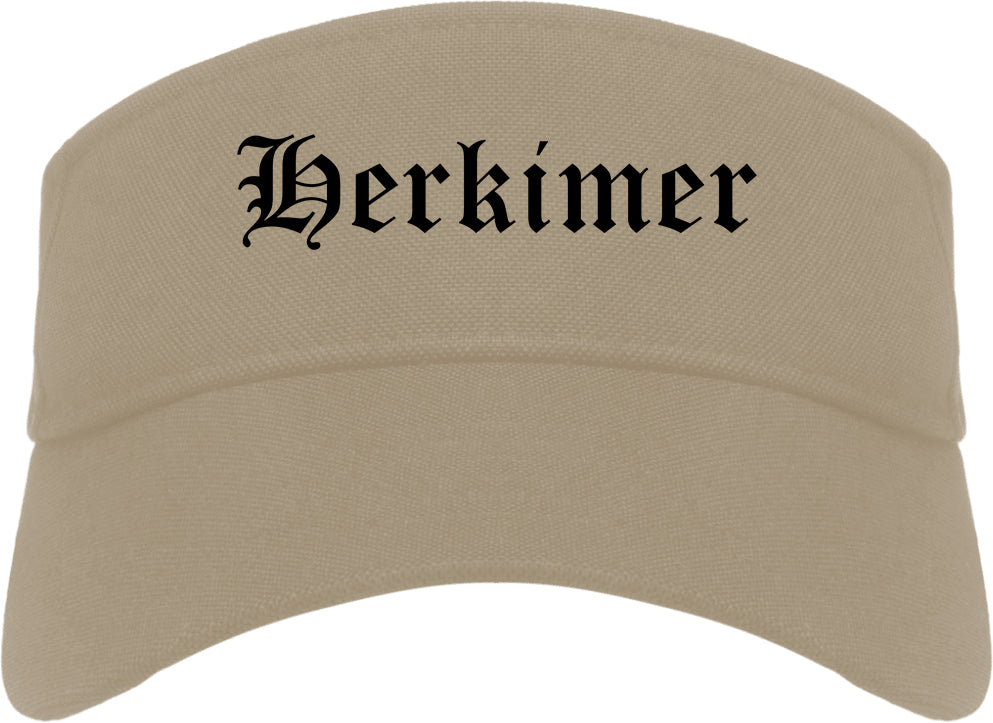Herkimer New York NY Old English Mens Visor Cap Hat Khaki
