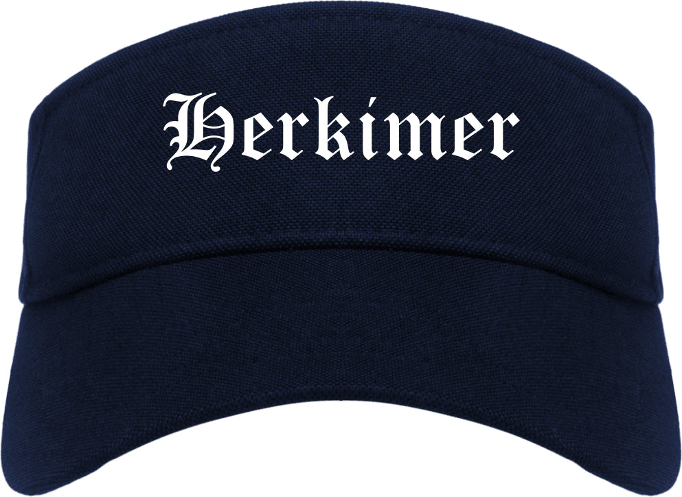 Herkimer New York NY Old English Mens Visor Cap Hat Navy Blue