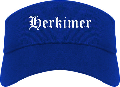 Herkimer New York NY Old English Mens Visor Cap Hat Royal Blue