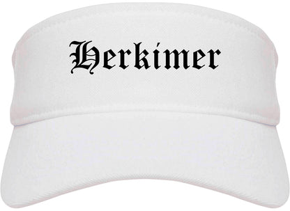 Herkimer New York NY Old English Mens Visor Cap Hat White