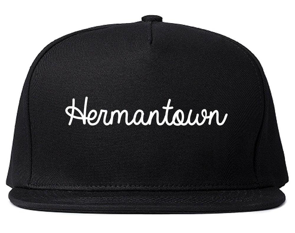 Hermantown Minnesota MN Script Mens Snapback Hat Black