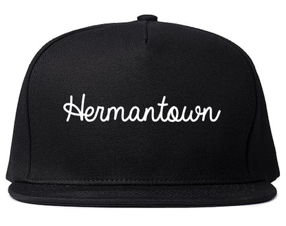 Hermantown Minnesota MN Script Mens Snapback Hat Black
