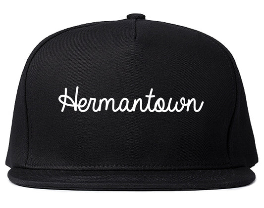 Hermantown Minnesota MN Script Mens Snapback Hat Black