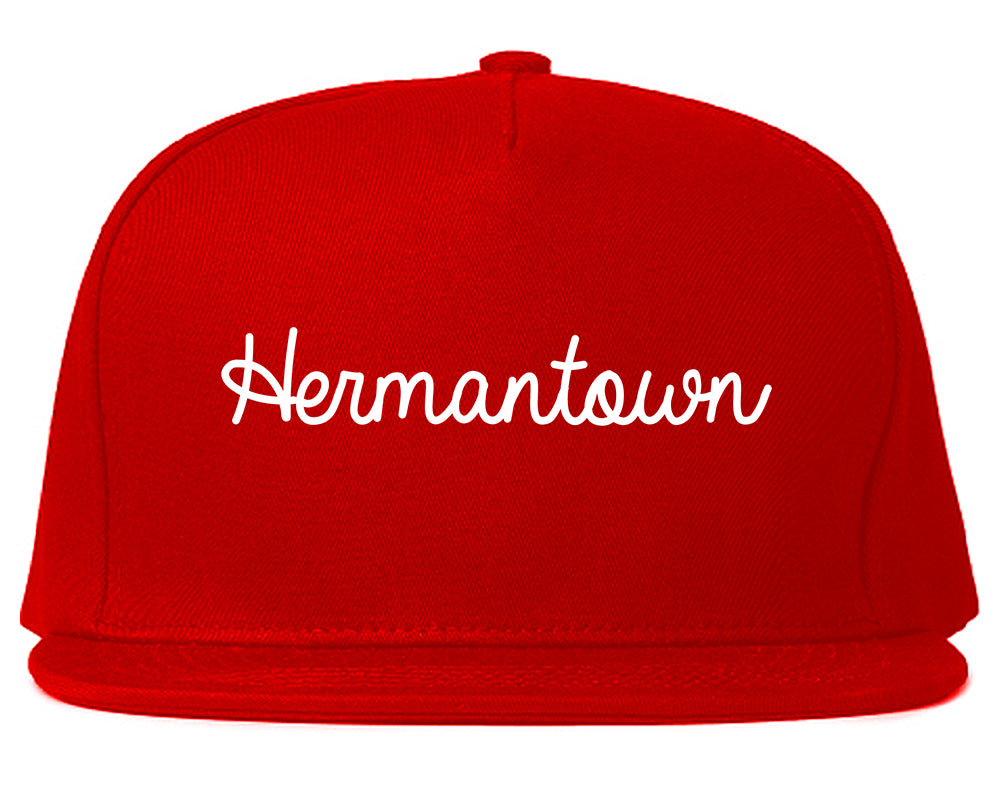 Hermantown Minnesota MN Script Mens Snapback Hat Red