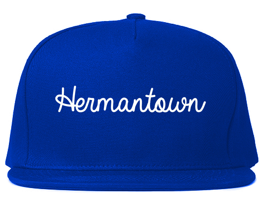 Hermantown Minnesota MN Script Mens Snapback Hat Royal Blue