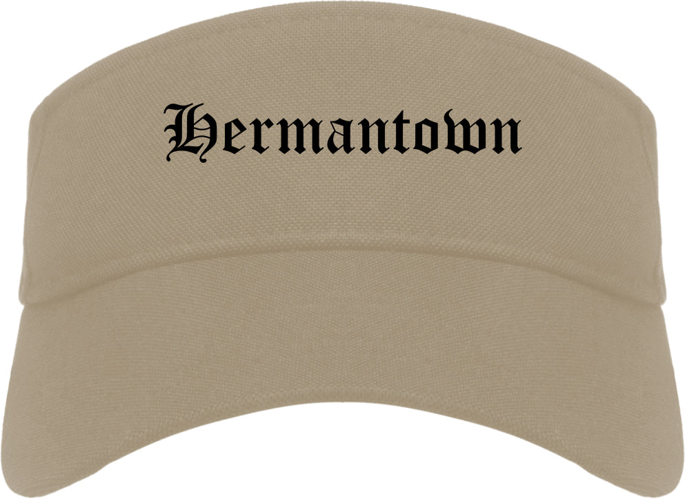 Hermantown Minnesota MN Old English Mens Visor Cap Hat Khaki