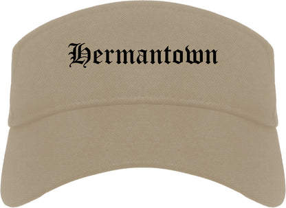 Hermantown Minnesota MN Old English Mens Visor Cap Hat Khaki