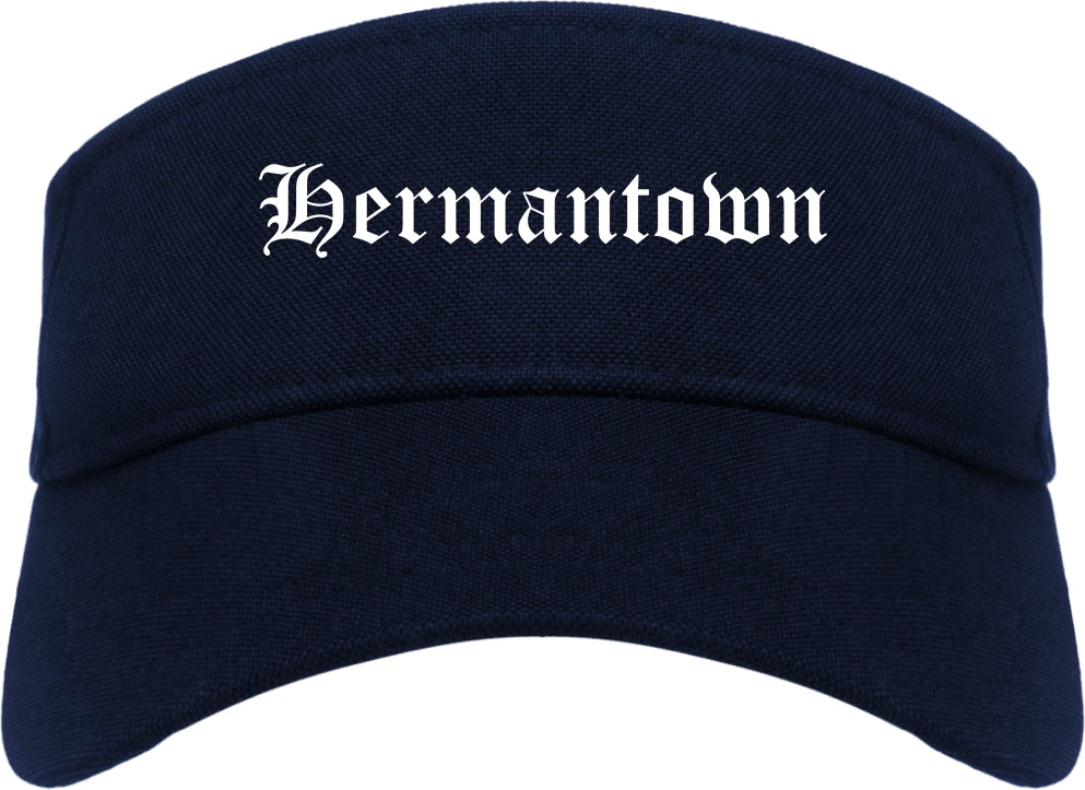 Hermantown Minnesota MN Old English Mens Visor Cap Hat Navy Blue