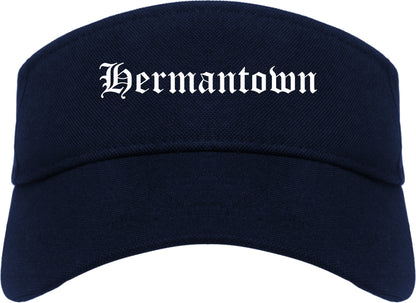 Hermantown Minnesota MN Old English Mens Visor Cap Hat Navy Blue