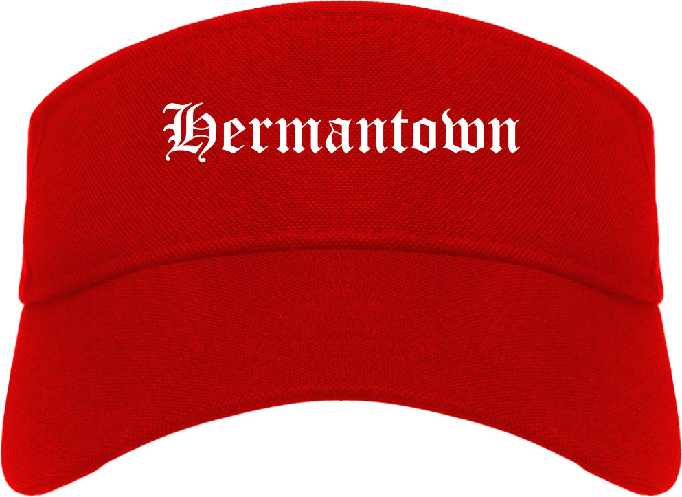 Hermantown Minnesota MN Old English Mens Visor Cap Hat Red