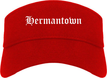 Hermantown Minnesota MN Old English Mens Visor Cap Hat Red
