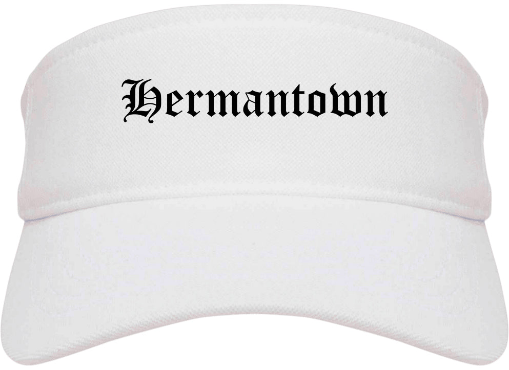 Hermantown Minnesota MN Old English Mens Visor Cap Hat White