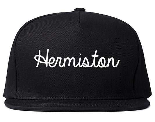 Hermiston Oregon OR Script Mens Snapback Hat Black