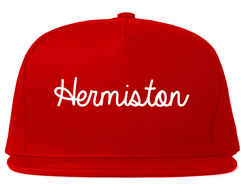 Hermiston Oregon OR Script Mens Snapback Hat Red